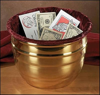 Large Offering Pot with Velvet Bag for Sunday Collections