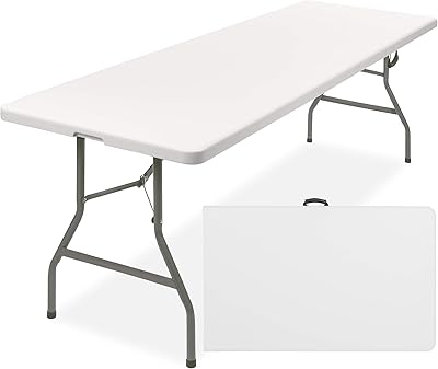 Best Choice Products 8ft Plastic Folding Table, Indoor Outdoor Heavy Duty