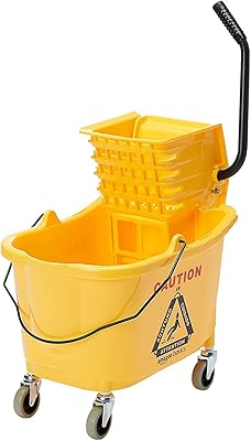 Commercial Side Press Wringer Floor Cleaning Mop Bucket on Wheels, 35-Quart