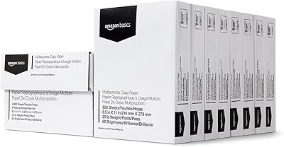 Amazon Basics Multipurpose Copy Printer Paper 20 lb 8.5x11, 8 Reams (4,000 Sheets)