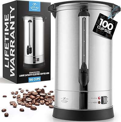 Zulay Commercial Grade 100 Cup Coffee Maker Hot Water Urn – Large Percolator Pot