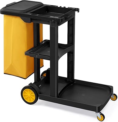 Commercial Traditional Cleaning 3-Shelf Janitorial Cart, 500 Lbs Capacity