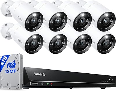 REOLINK 12MP Security Camera System Commercial, 8pcs H.265 12MP PoE Cameras