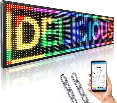 Programmable LED Sign Outdoor Digital Signage Display, P10 52X14 inch Full-Color