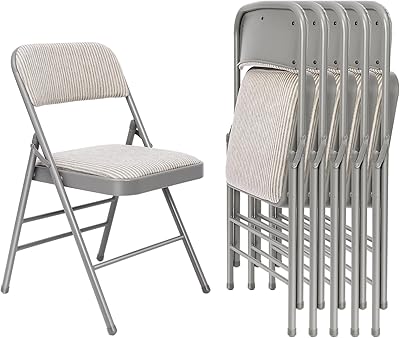 6 Pack Folding Chairs Fabric Dining Chair Set with Padded Cushion and Back